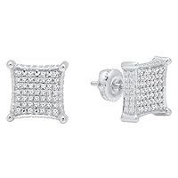 Dazzlingrock Collection 0.27 Carat (ctw) Round Diamond Micro Pave Kite Shape Stud Earrings 1/4 CT, Sterling Silver