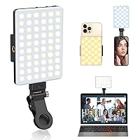 Selfie Light, Phone Light with Front & Back Clip, 60 LED Portable Light with 3 Light Modes, 5000mAh Rechargeable Video Light for Phone, iPhone, IPad, Laptop, TikTok, Makeup, Live Stream, Vlog