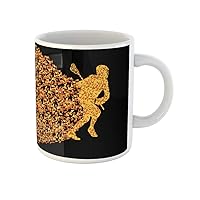 Coffee Mug Lacrosse Players Active Sports Silhouette Made of Triangular Fragments 11 Oz Ceramic Tea Cup Mugs Best Gift Or Souvenir For Family Friends Coworkers