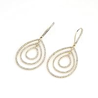 Hook Earring with Three Layered Hanging Teardrop