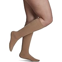Women’s Essential Cotton 230 Closed Toe with Grip-Top Calf-High Socks 20-30mmHg - Extra Large Short - Light Beige