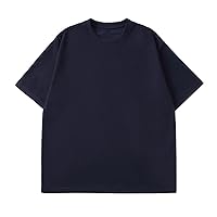 Mens Basic Solid Color T Shirts 2023 Summer Waffle Short Sleeve Round Neck Pullover Tops Loose Casual Tees for Men