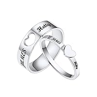 Custom4U 2pcs Matching Promise Rings for Couples Custom Name Engraved Wedding Rings Set for Him and Her Love Heart Anniversary Birthday Valentines Day Couple Rings for Men Women (with Gift Box)