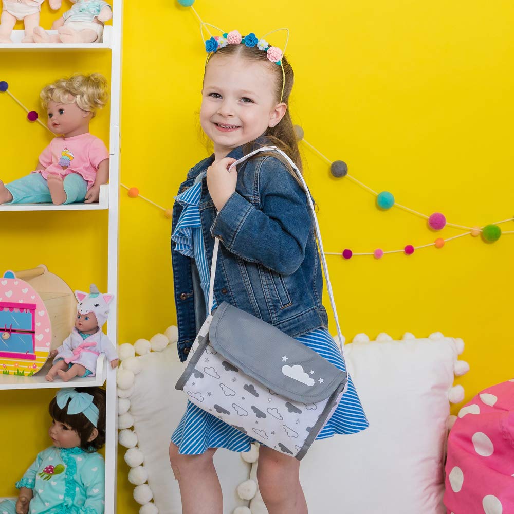 Adora Baby Doll Diaper Bag - Twinkle Stars Diaper Bag with Accessories, Gender Neutral Cloud Print