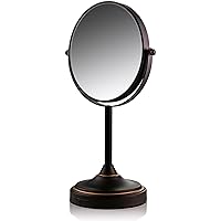 OVENTE 7'' Tabletop Makeup Mirror - 1X/ 7X Magnification, Rotating 360-Degree, Double-Sided, Free-Standing Vanity Décor, Perfect for Dresser, Bedroom, Office & Bath, Antique Bronze MNLCT70ABZ1X7X