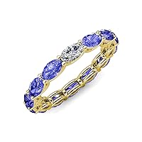 Oval Lab Grown Diamond & Tanzanite 3-3/4 ctw in gorgeous drape like basket setting eternity stackable ring 14K Gold