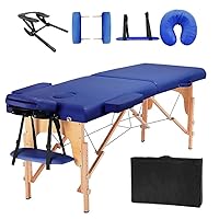 Table Massage 75 Inches Long Portable 2 Folding W/Carry Case Tattoo/spa Bed 72X24X34 in, 5, Blue