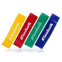 THERABAND Resistance Band Loop Set, Pack of 4, 12 Inch Band Loop Kit for Legs & Butt Workouts, Beginner to Advanced Levels for Exercise, Rehab, Physical Therapy, Stretching, & Strength Training