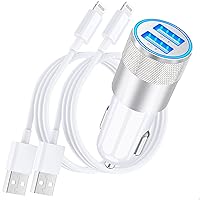 【MFi Certified】iPhone Car Charger Fast Charging, Rombica 4.8A Dual USB Smart Power Cigarette Lighter USB Car Charger with 2Pack Lightning to USB Cable for iPhone 14/13/12/11/XS/XR/SE/X 8/iPad/AirPods