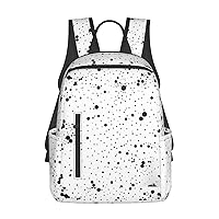 Black And White Dot Print Simple And Lightweight Leisure Backpack, Men'S And Women'S Fashionable Travel Backpack