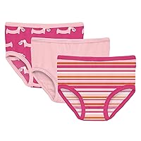 KicKee Pants Girls Underwear, Set of 3, Prints and Solid Colors, Soft Girl Panties, Toddler to Big Kid, All Day Wear