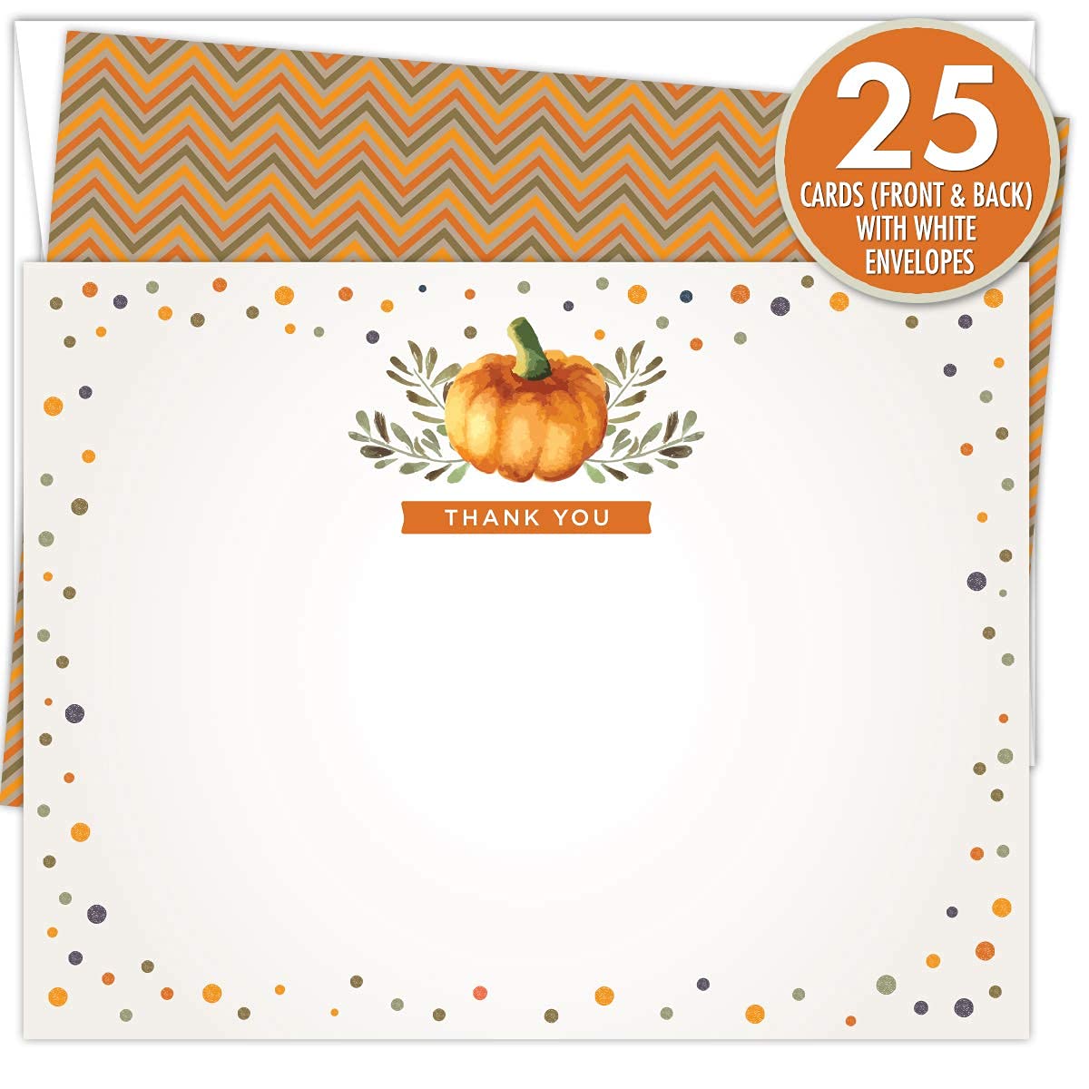Koko Paper Co Little Pumpkin Baby Shower Invitations, Diaper Raffle Tickets and Matching Thank You Cards | 75 Sets | 125 Pcs Total