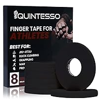 8 Pack Finger Tape bjj - 0.3Inch x 45 Feet Sweat Resistant Climbing Tape for Bouldering, Crossfit, Athletics & Sports - Strong Adhesive Black Extended Wear jiu jitsu bjj Tape for Ultimate Protection