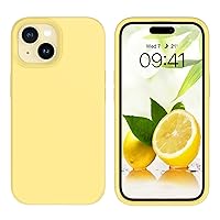 GUAGUA Compatible with iPhone 15 Plus Case 6.7 Inch Liquid Silicone Soft Gel Rubber Slim Thin Microfiber Lining Cushion Texture Cover Shockproof Protective Phone Case for iPhone 15 Plus, Yellow
