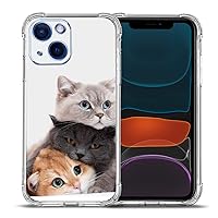 Case for iPhone 14, Brown Cute Cat Drop Protection Shockproof Case TPU Full Body Protective Scratch-Resistant Cover for iPhone 14