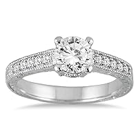 AGS Certified 1 1/6 Carat TW Diamond Ring in 14K White Gold (J-K Color, I2-I3 Clarity)