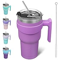 BJPKPK 30 oz Tumbler With Handle Stainless Steel Insulated Tumbler With Lid And Straw Travel Coffee Cups For Women And Men,Lavender