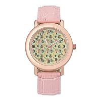 Beetles Yellow Classic Watches for Women Funny Graphic Pink Girls Watch Easy to Read