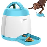 PETGEEK Automatic Dog Feeder Toy, Interactive Dog Puzzle Toys Treat Dispensing, Electronic Dog Food Dispenser Remote Control, Safe ABS Material Pet Toy for All Breeds of Dogs, Blue Color