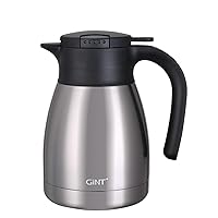 GiNT 34Oz Thermal Coffee Carafe, Insulated Stainless Steel Coffee Carafes for Keeping Hot/Double Walled Vacuum Coffee Carafe (Silver, 1L)