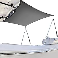 T Top Shade Extension Kit, Boat Shade 800D Polyester Waterproof and UV Resistant Material with Stainless Steel Telescopic Shade Poles, Gray(70