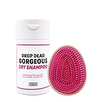 Save 11% - Dry Shampoo Volume Powder and Brush. Natural Clean and Vegan Ingredients. Sustainable Beauty. For Medium and Dark Hair.