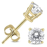 1/2 Carat TW Round Diamond Solitaire Stud Earrings Available in 14K White and Yellow Gold