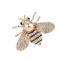 Generic Bee Big Faux Pearl Rhinestone Brooch Pin Scarf Clothes Decor Jewelry Practical and Deft, M, Plastic, no gemstone, Medium