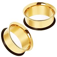 24k Gold Anodized Single Sided Flare with O-Ring Ear Tunnels (1 Pair)