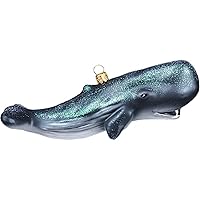 Sperm Whale Cachalot Ocean Life Polish Mouth Blown Glass Christmas Ornament