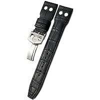 20mm 21mm 22mm Rivet Calfskin Watch Band Fit for IWC Watch Big IW5009 Spitfire IW3777 Le Petit Prince Mark Strap (Color : Black Black 2, Size : 20mm)
