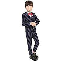 UMISS Boys' Stripe Notch Lapel 3 Pieces Suit for Party Prom