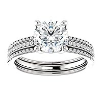 2.20 Carat Round Moissanite Engagement Ring Wedding Eternity Band Vintage Solitaire Halo Setting Silver Jewelry Anniversary Promise Vintage Ring Gift for Her