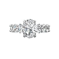 5.00 ctw IGI Certified Lab Grown Diamond (VS1/F) Oval Shape (9x7 mm) Prong set Hidden Halo Engagement Ring in 14K Gold