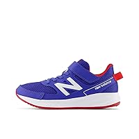 New Balance YT570 Kids/Junior Shoes, Athletic Shoes, With Elastic Laces and Hook-and-Look Closure, For School Use, White, Black, Lightweight, Wide (W), All Breathable