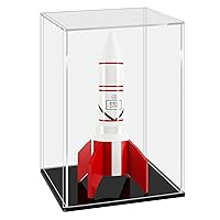 LANSCOERY Clear Acrylic Display Case, Assemble Vertical Display Box Stand with Black Base, Dustproof Protection Showcase for Collectibles Memorabilia Figurines (8x8x10inch; 20x20x25cm)