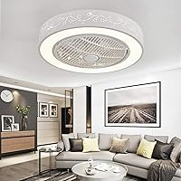 SEYFI Fanps, 72W Led Fans with Ceiling Lights and Remote Control 3 Speed Dimmable Bedroom Ceiling Fan Light Q-Uiet Living Room Modern Fan Ceiling Light with/White/55Cm*21Cm