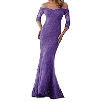 Mermaid/Trumpet Elegant Evening Dress Off Shoulder Sweep Brush Train Formal Dress 2024 HF003