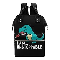 I Am Unstoppable T-rex Diaper Bag for Women Large Capacity Daypack Waterproof Mommy Bag Travel Laptop Backpack