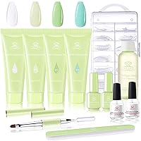 Makartt Poly Nail Gel Kit with Nail Dehydrator and Nail Primer Bundle, Green Poly Nail Extension Gel Nail Kit, 15ML Nail Dehydrator and Nail Primer Bonder for Nail Prepping