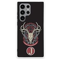 Monogram 2nd Amendment Deer Skull for Samsung Galaxy S23 Plus Ultra, Personalized iPhone Case, Gift for Him Birthday Dad Brother Husband Him, Black Rubber, Slim Fit