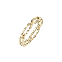 Amazon Essentials 14K Gold or Rhodium Plated Sterling Silver Chain Link Band Ring