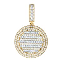 925 Sterling Silver Yellow tone Mens Baguette Round CZ Cubic Zirconia Simulated Diamond Medallion Fashion Charm Pendant Necklace Measures 42.1x26mm Wide Jewelry for Men