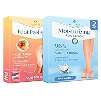 Foot Peel Mask with Peach 2 Pack and Hydrating Foot Mask for Dry & Cracked Feet