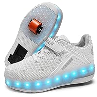 USB Rechargeable Roller Shoes Sneakers for Boys Girls Kids Gift LED Light Up Wheels Shoes Roller Skates