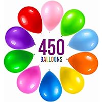 Prextex 12-Inch Balloons, 10 Assorted Colors, 450 pcs | Multi-Colored Rainbow Balloon | Strong Balloons Bulk | Wedding Balloon Arch Kit, Garland Kit, Baby Shower, Graduation, Birthday Decorations