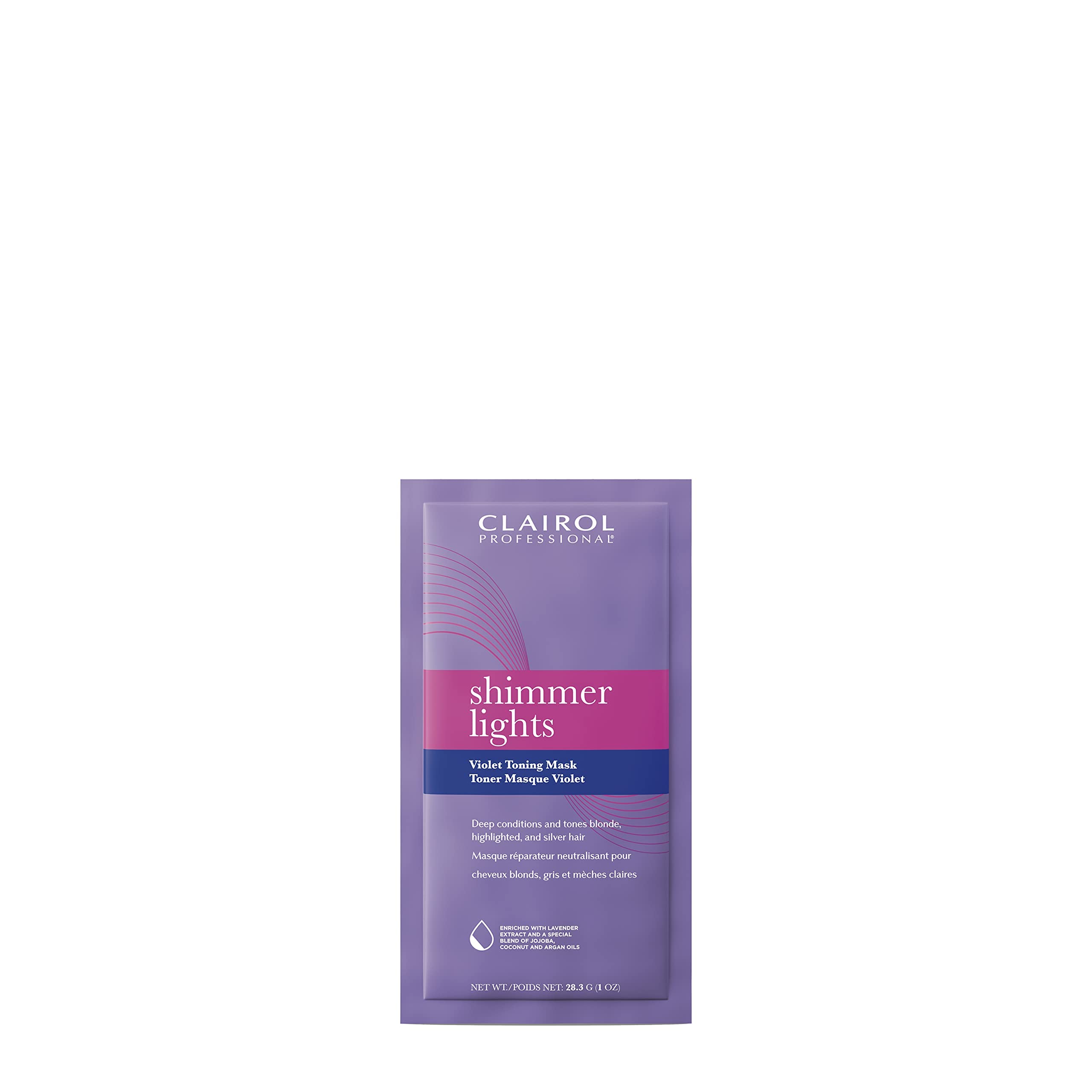 Clairol Professional Shimmer Lights Violet Toning Mask for Neutralizing Brassy Tones with Refreshing Blonde Hair Results