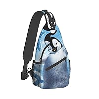 Cute Penguins Taking Pictures Print Crossbody Backpack Shoulder Bag Cross Chest Bag For Travel, Hiking Gym Tactical Use