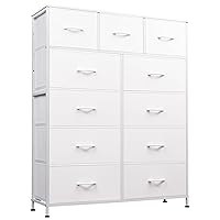 WLIVE Tall Dresser for Bedroom, Fabric Dresser Storage Tower, Dresser & Chest of Drawers Organizer Unit with 11 Drawers, Storage Cabinet, Hallway, Closets, Steel Frame, Wood Top
