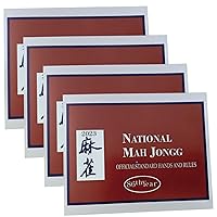 Mahjong Cards 2023 4Pcs Official Standard Mahjong Cards Instructional Mahjong Book 4.7x5.8in Large Size Mahjong Book for Beginners Tile Games